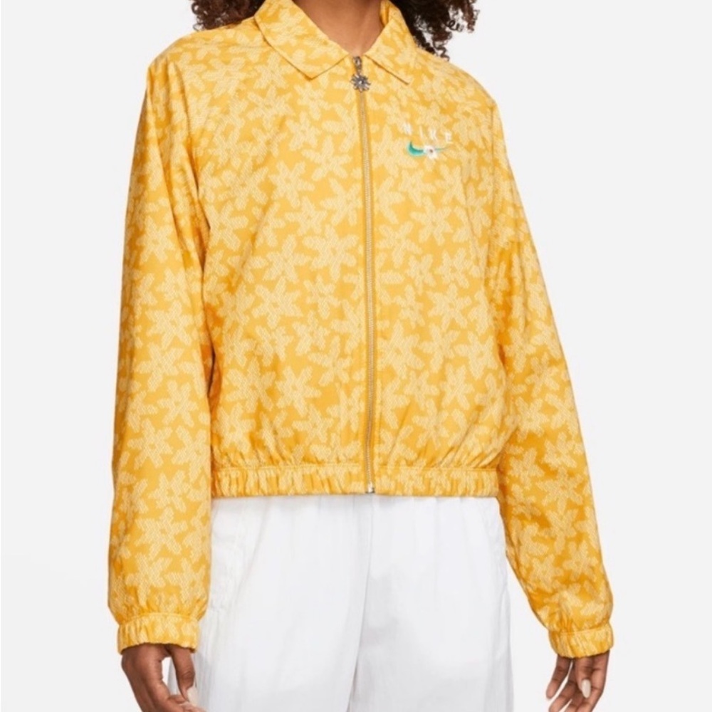Nike Sport Daisy Women's Floral Yellow Bomber Jacket size L
